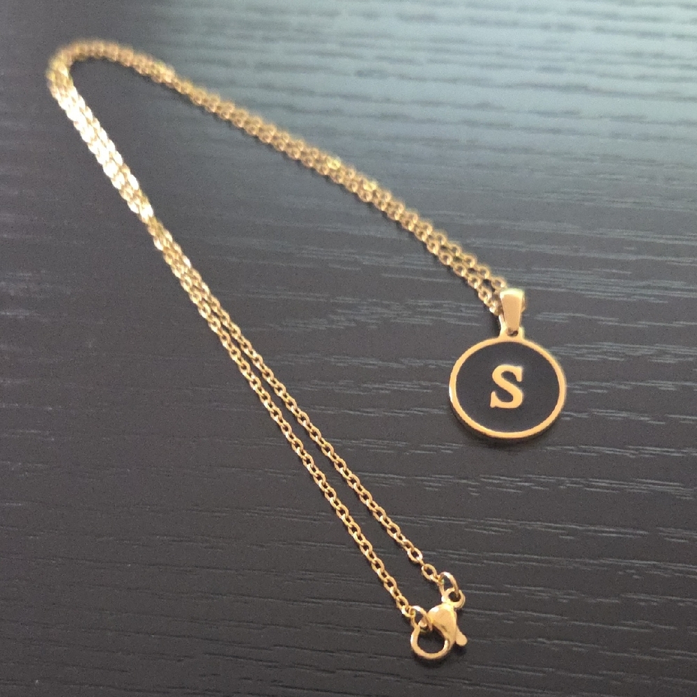 18K Gold Plated Stainless Steel Initial Pendant Necklace